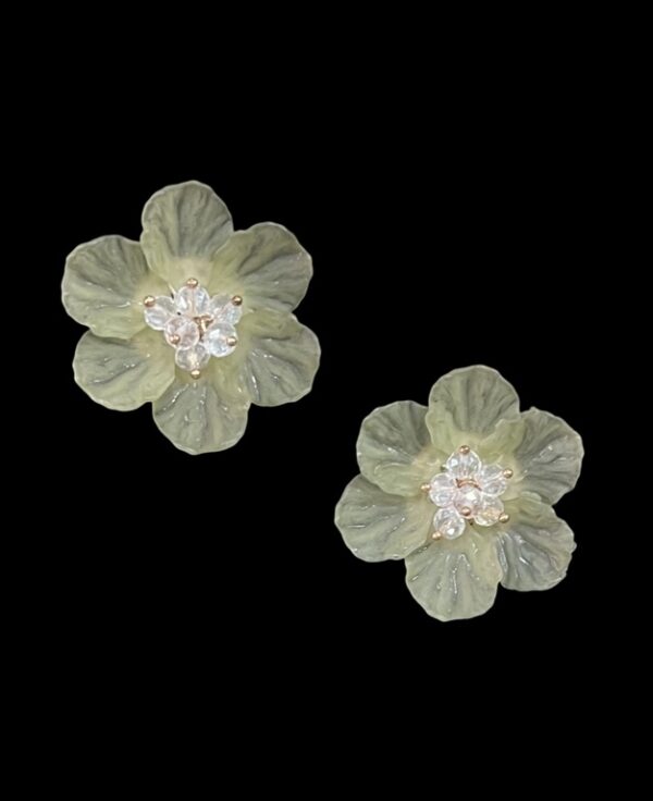 Pendientes flor verde hoja