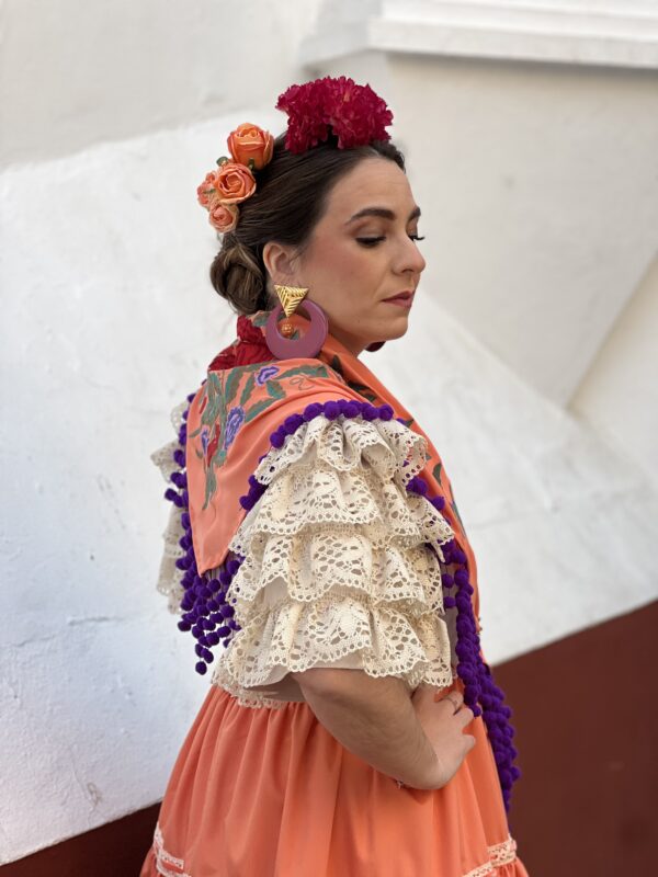 Pendientes aro buganvilla/naranja
