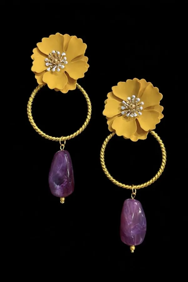 Pendientes ocre lágrima malva