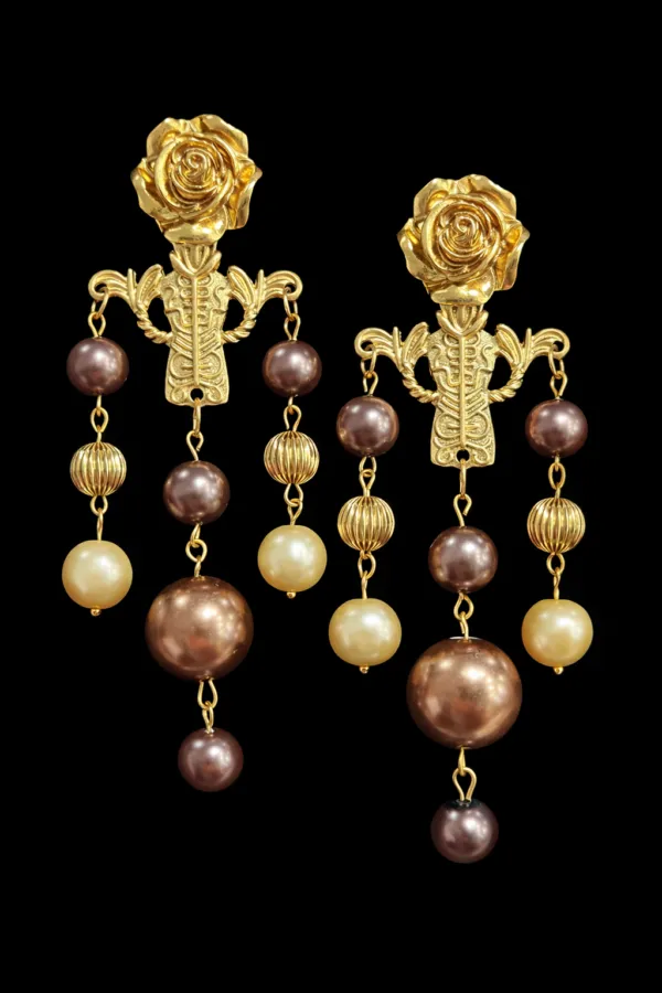 Pendientes perla marrón