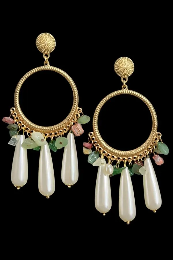Pendientes verdes lágrimas perla