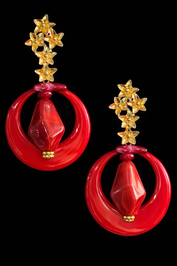 Pendientes aro rojo