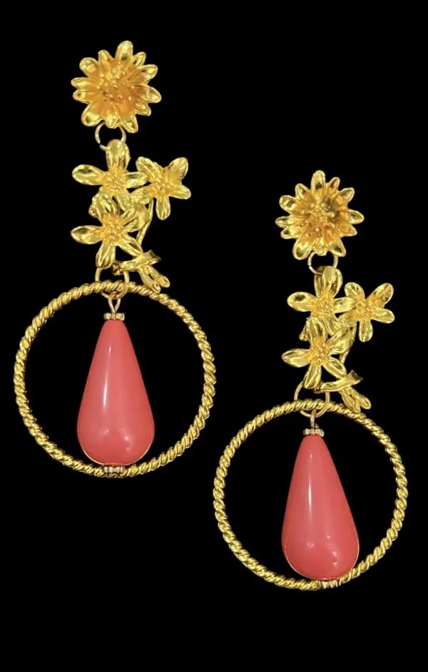 Pendientes lágrima coral