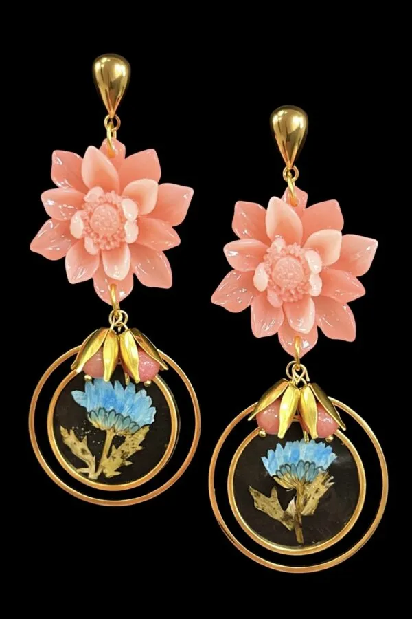 Pendientes flor salmón