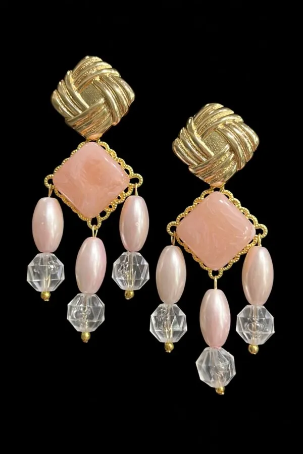 Pendientes salmón cristales